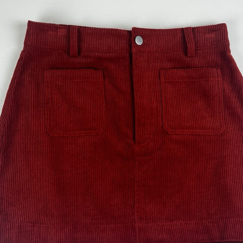 Double Zero Cordurory Red Womens Skirt Size Small Striped Zipper And Pockets - Picture 2 of 10